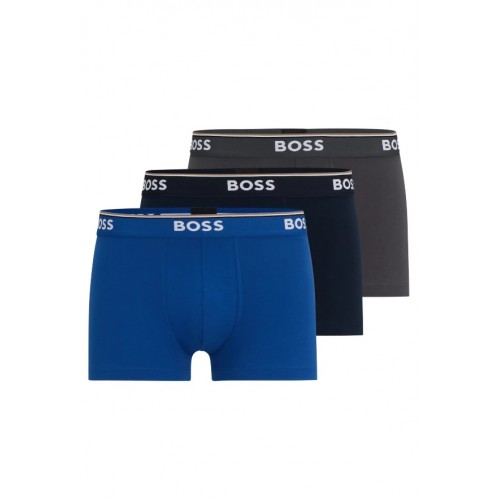 Boss ανδρικά μποξεράκια βαμβακερά 3pack σε τρία διαφορετικά χρώματα (μαύρο,μπλε,γκρι) 50475274 487